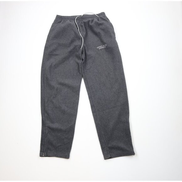 Vtg 90s Perry Ellis Mens Large Faded Spell Out Wide Leg Fleece Sweatpants Gray - Picture 1 of 13